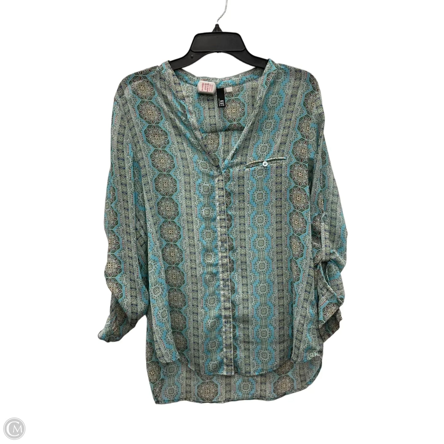 Blouse Long Sleeve By Kut In Teal, Size: L