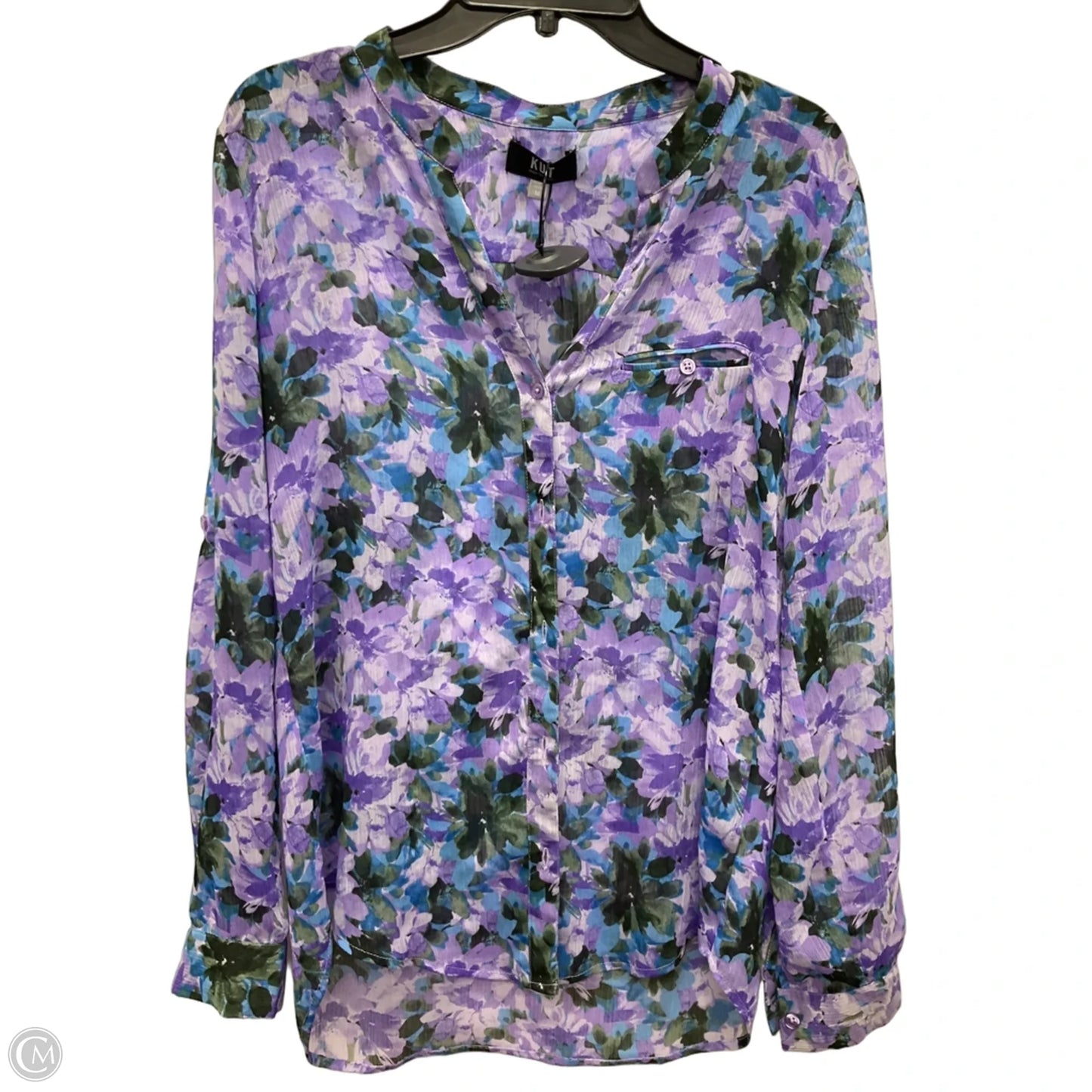 Blouse Long Sleeve By Kut In Purple, Size: M