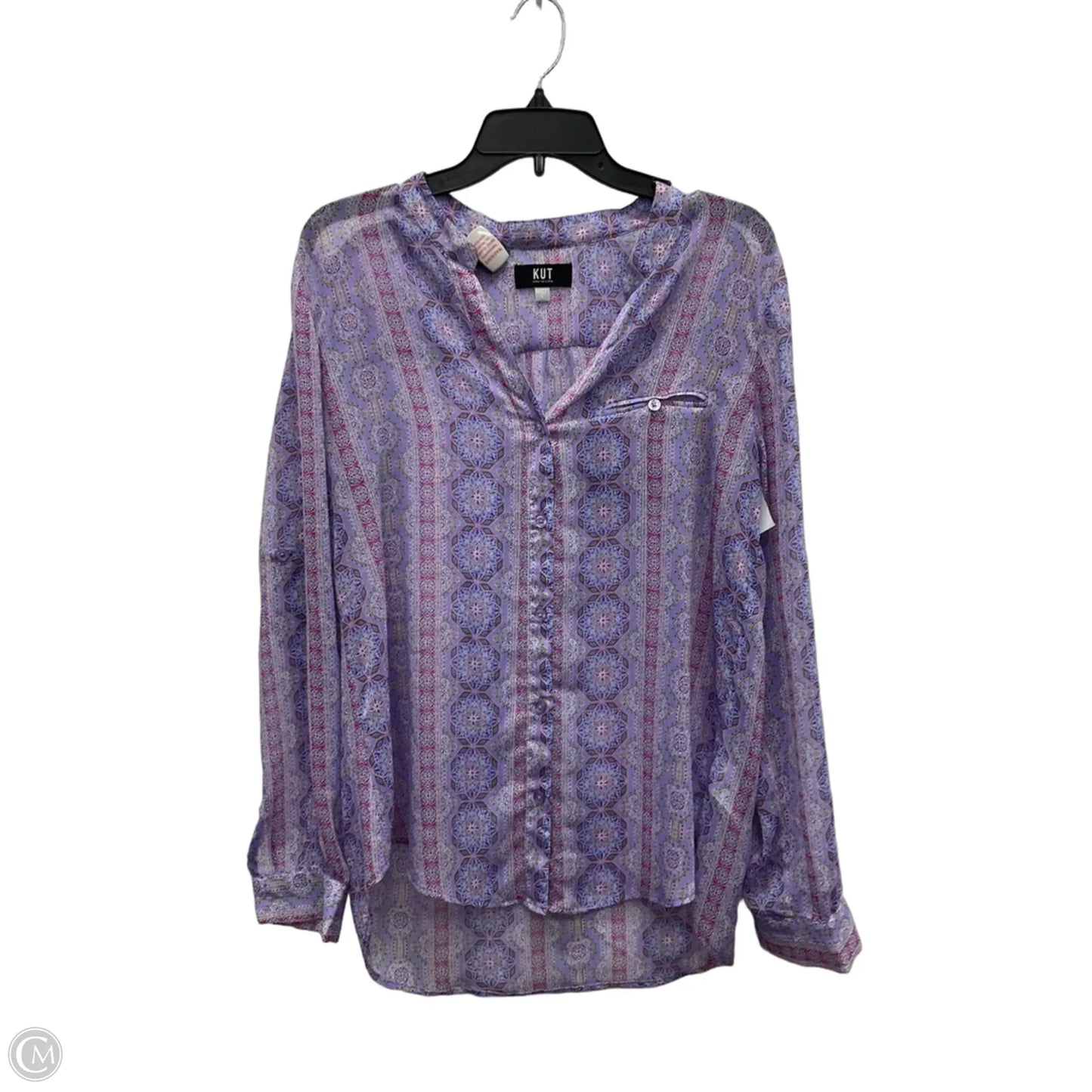 Blouse Long Sleeve By Kut In Purple, Size: L