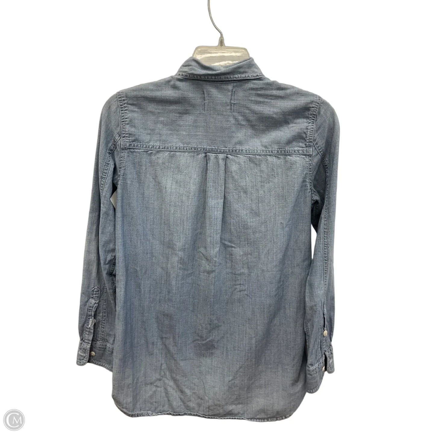 Blouse Long Sleeve By Madewell In Blue Denim, Size: Xxs