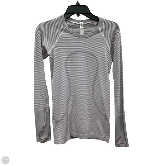 Athletic Top Long Sleeve Collar By Lululemon In Striped Pattern, Size: 4