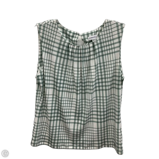 Top Sleeveless By Calvin Klein In Plaid Pattern, Size: L