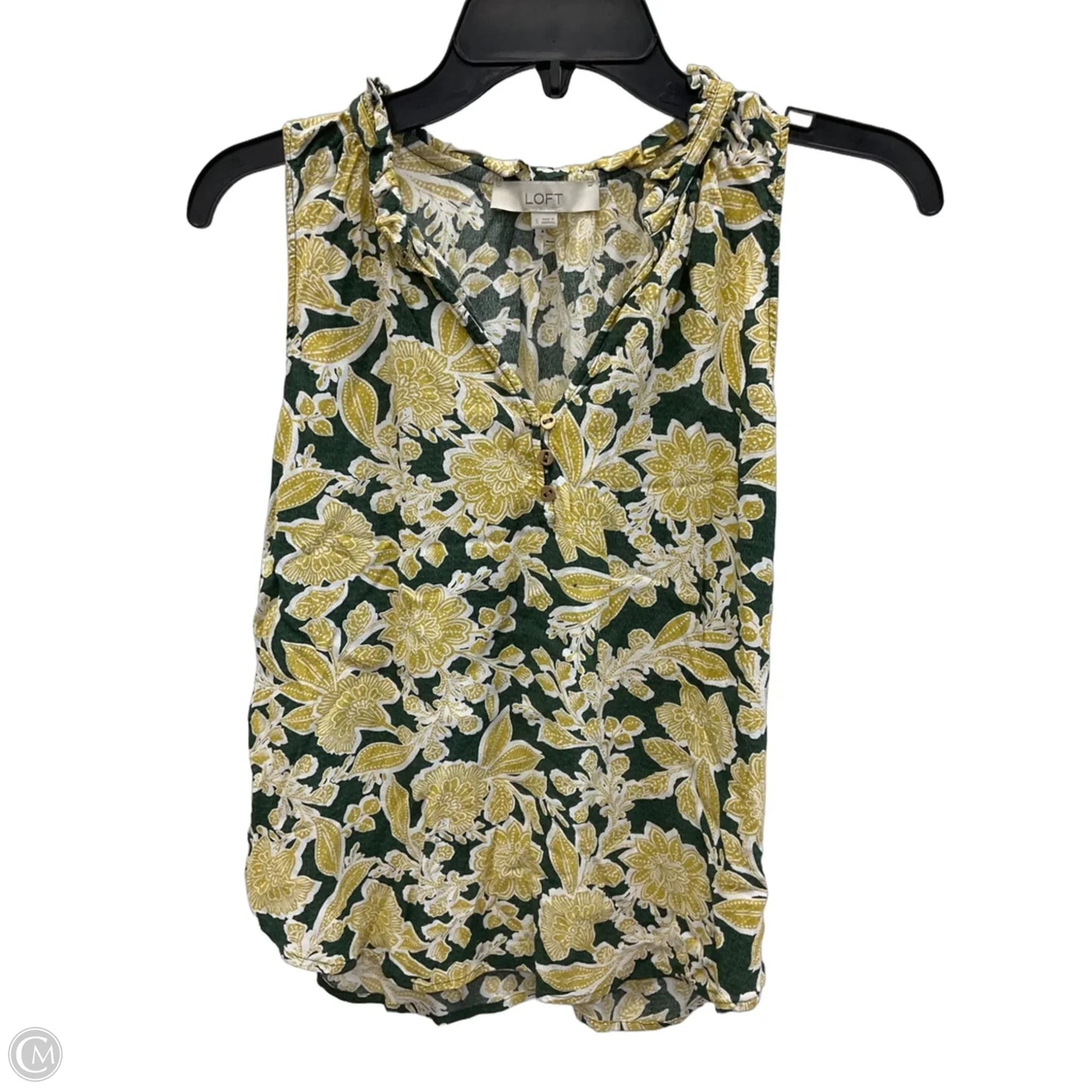Top Sleeveless By Loft In Yellow, Size: S