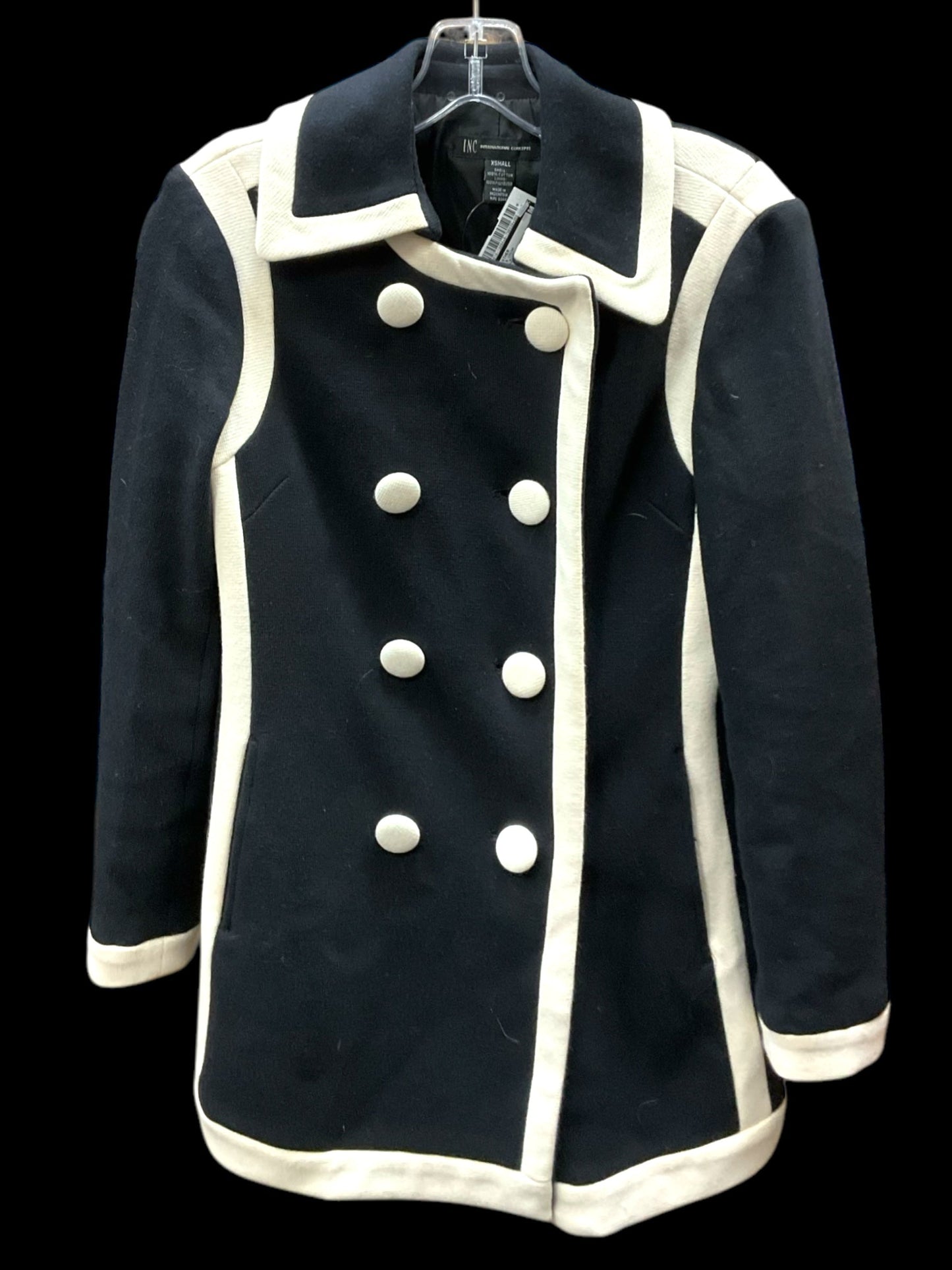 Coat Other By Inc In Black & Cream, Size: Xs