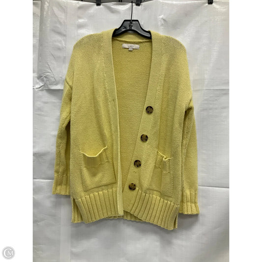 Cardigan By Loft In Yellow, Size: Xs