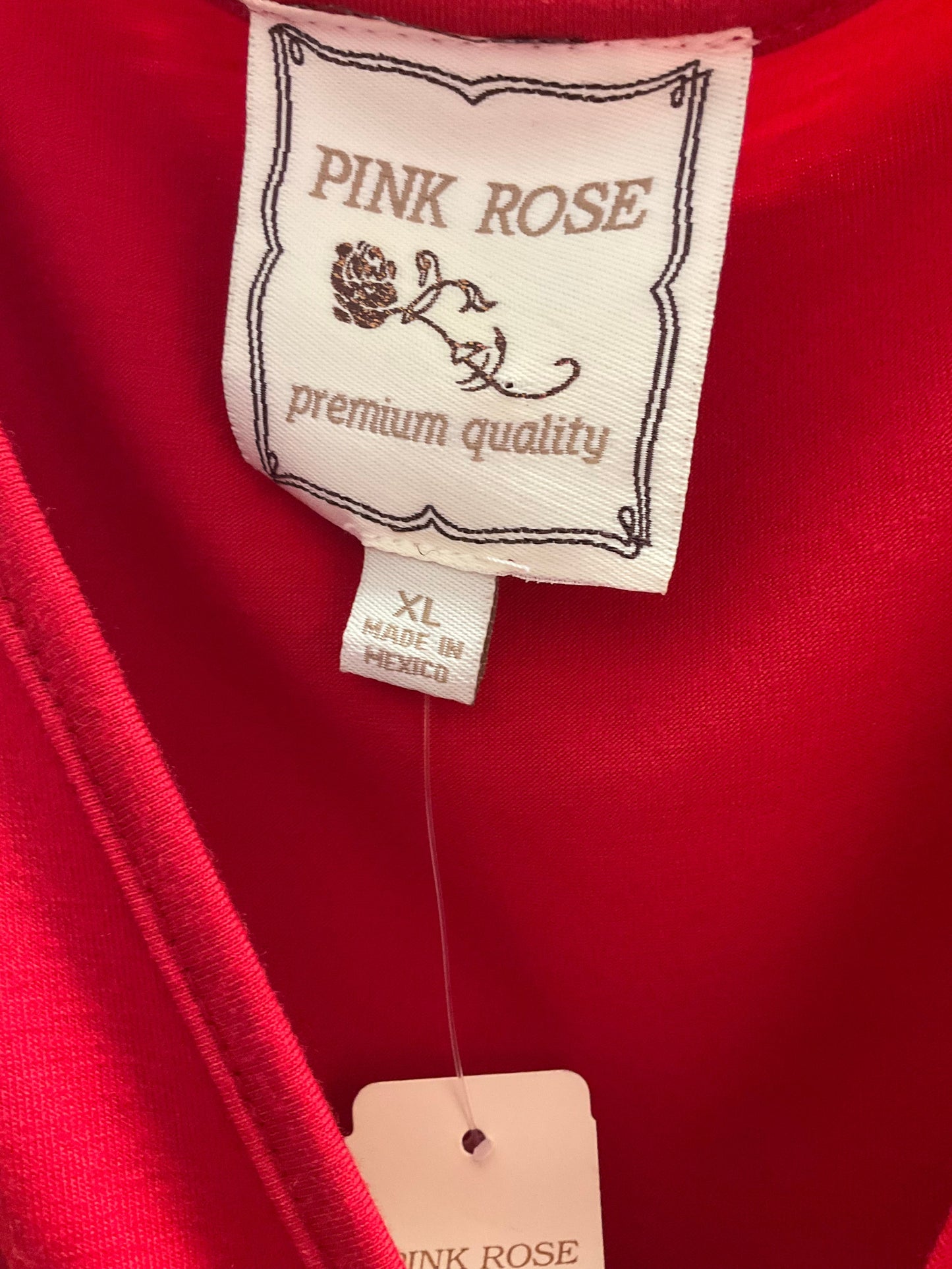 Red Dress Casual Short Pink Rose, Size Xl