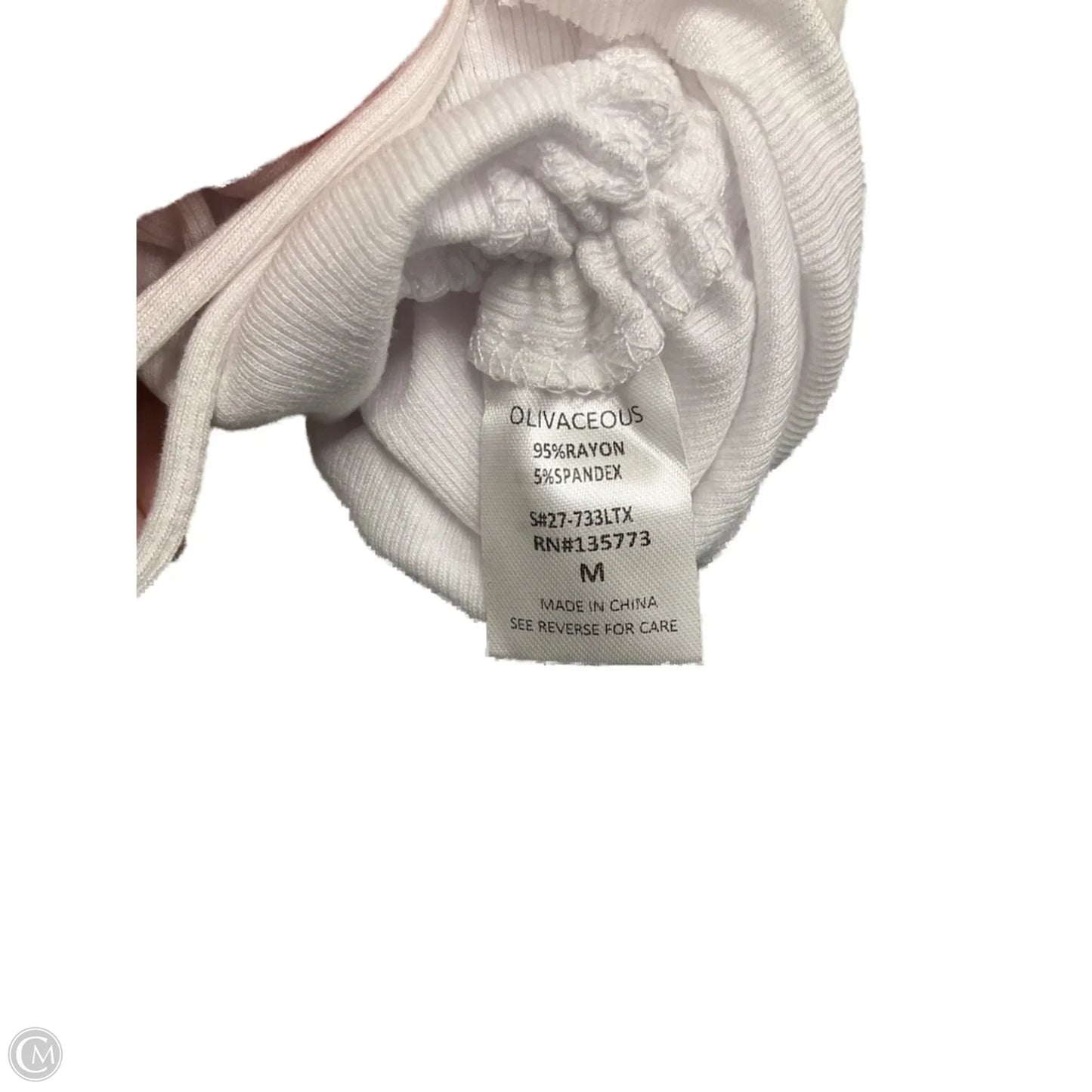 Top Sleeveless By Olivaceous In White, Size: M