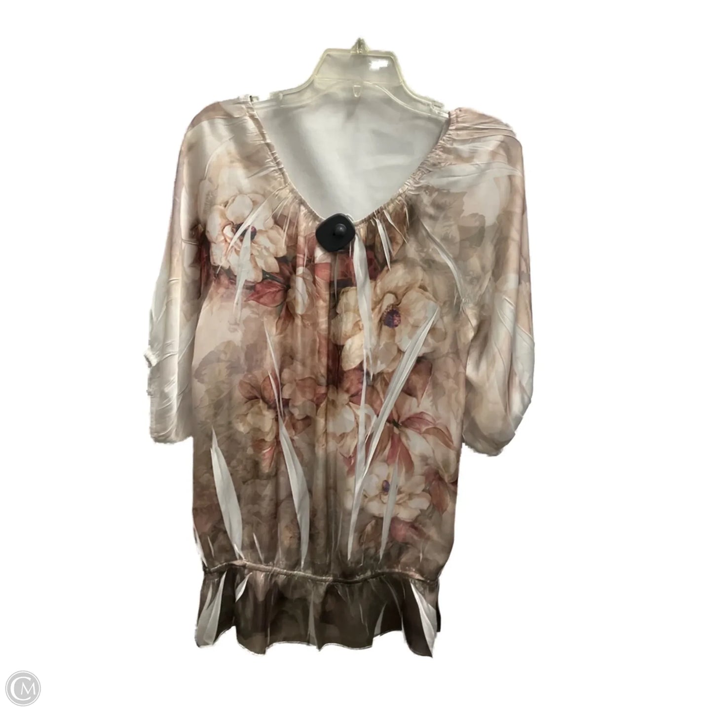 Top Short Sleeve By Christopher And Banks In Floral Print, Size: L