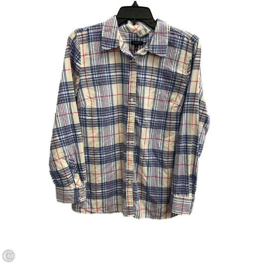 Blouse Long Sleeve By Talbots In Plaid Pattern, Size: M