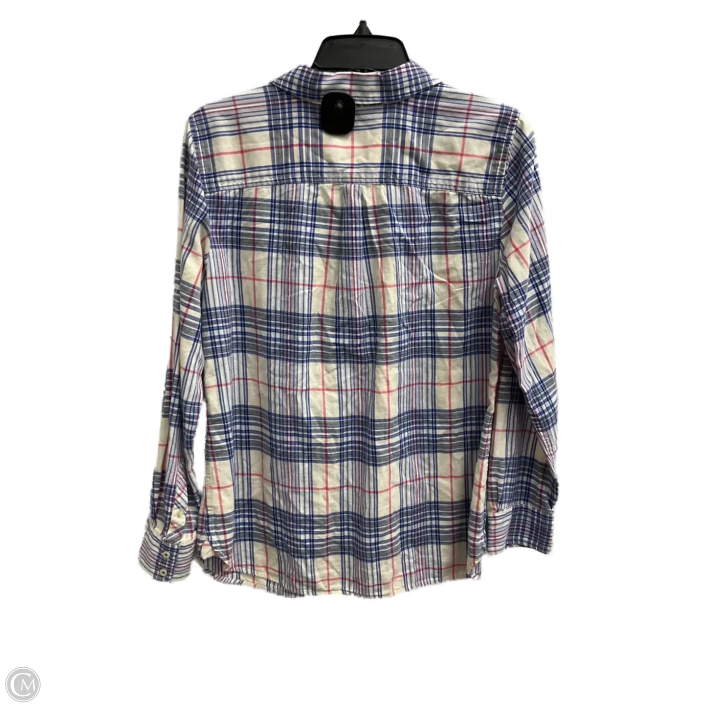 Blouse Long Sleeve By Talbots In Plaid Pattern, Size: M