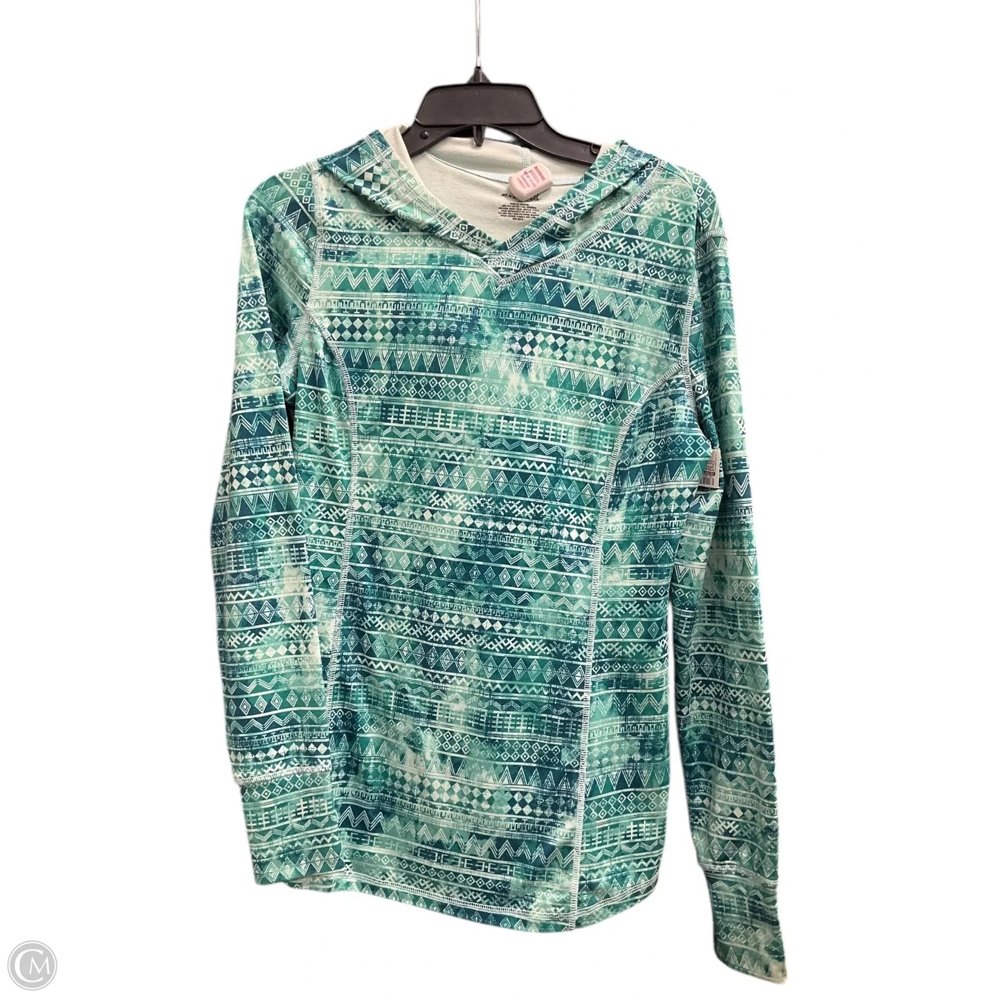 Athletic Top Long Sleeve Hoodie By Exertek In Green, Size: S