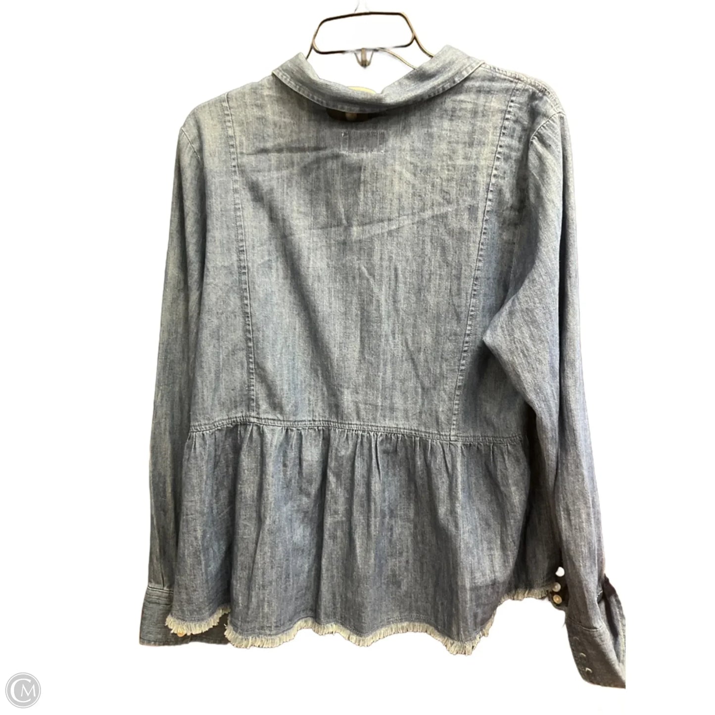 Blouse Long Sleeve By Thread And Supply In Blue Denim, Size: Xl