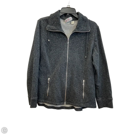 Athletic Top Long Sleeve Collar By Zenergy By Chicos In Grey, Size: L