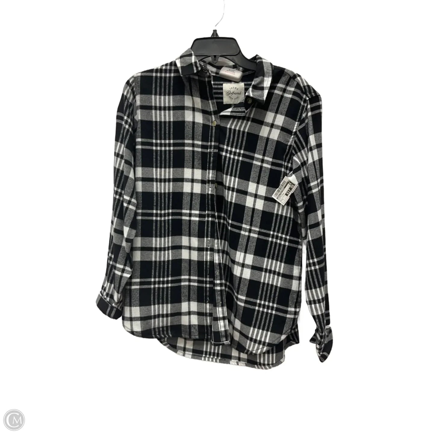 Blouse Long Sleeve By Jachs Girlfirend In Plaid Pattern, Size: S