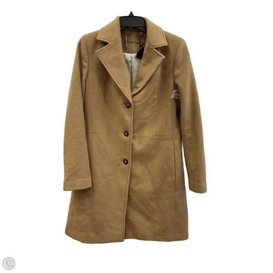 Coat Peacoat By Calvin Klein In Tan, Size: S