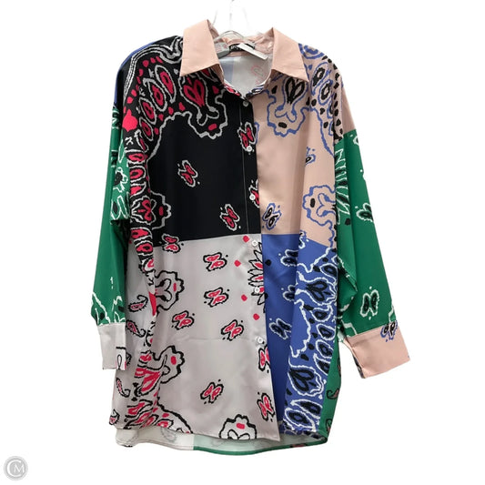 Blouse Long Sleeve By Nasty Gal In Multi-colored, Size: M