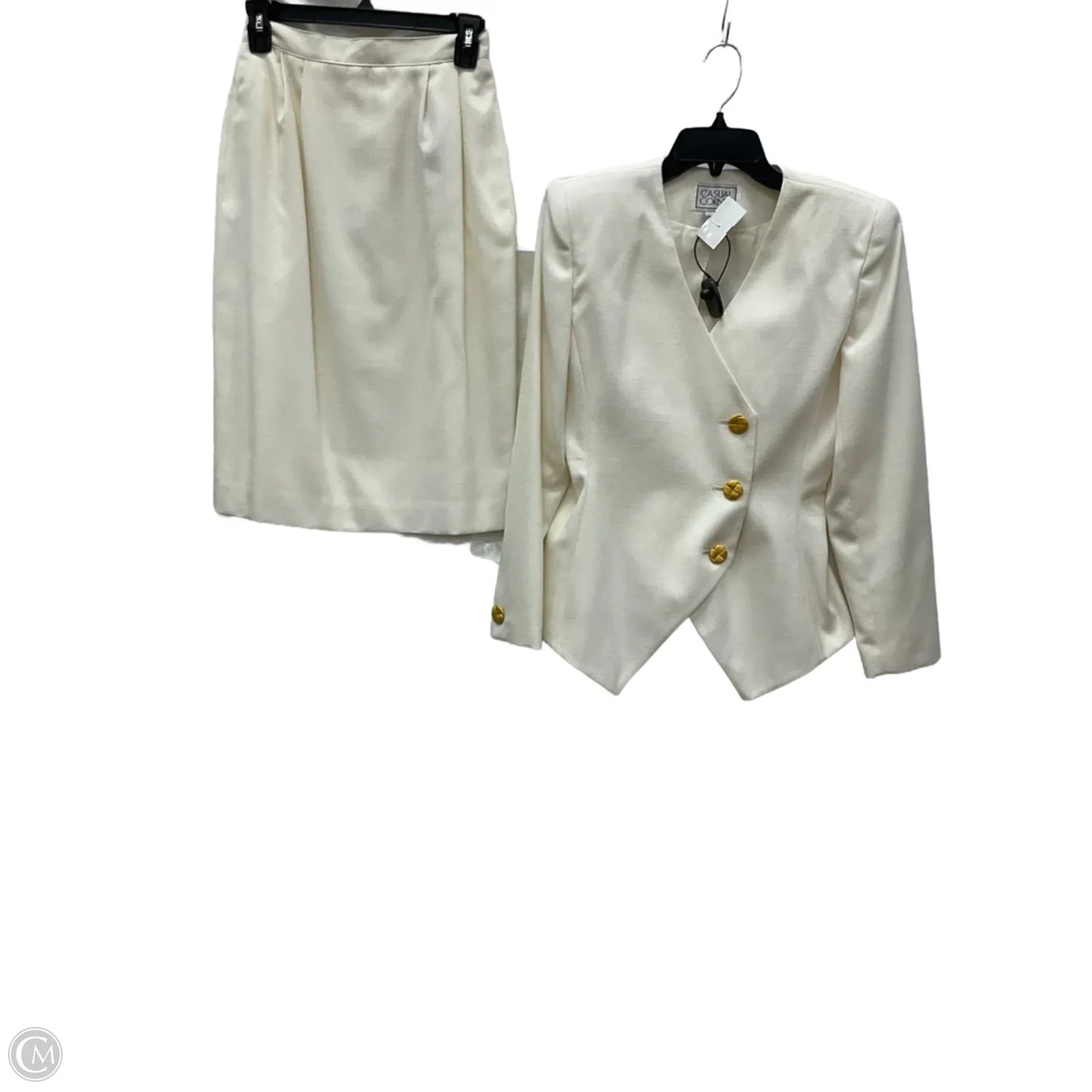 Skirt Suit 2pc By Casual Corner In White, Size: 4