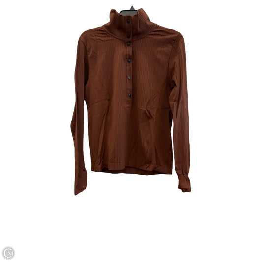 Athletic Top Long Sleeve Collar By Athleta In Brown, Size: L