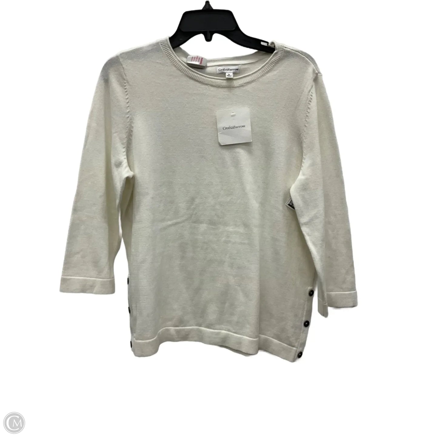 Top Long Sleeve By Croft And Barrow In White, Size: M