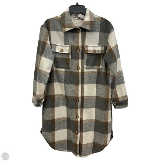 Coat Peacoat By Clothes Mentor In Plaid Pattern, Size: S