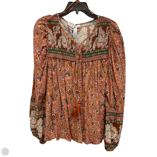 Top Long Sleeve By Grace + Karma In Orange, Size: L
