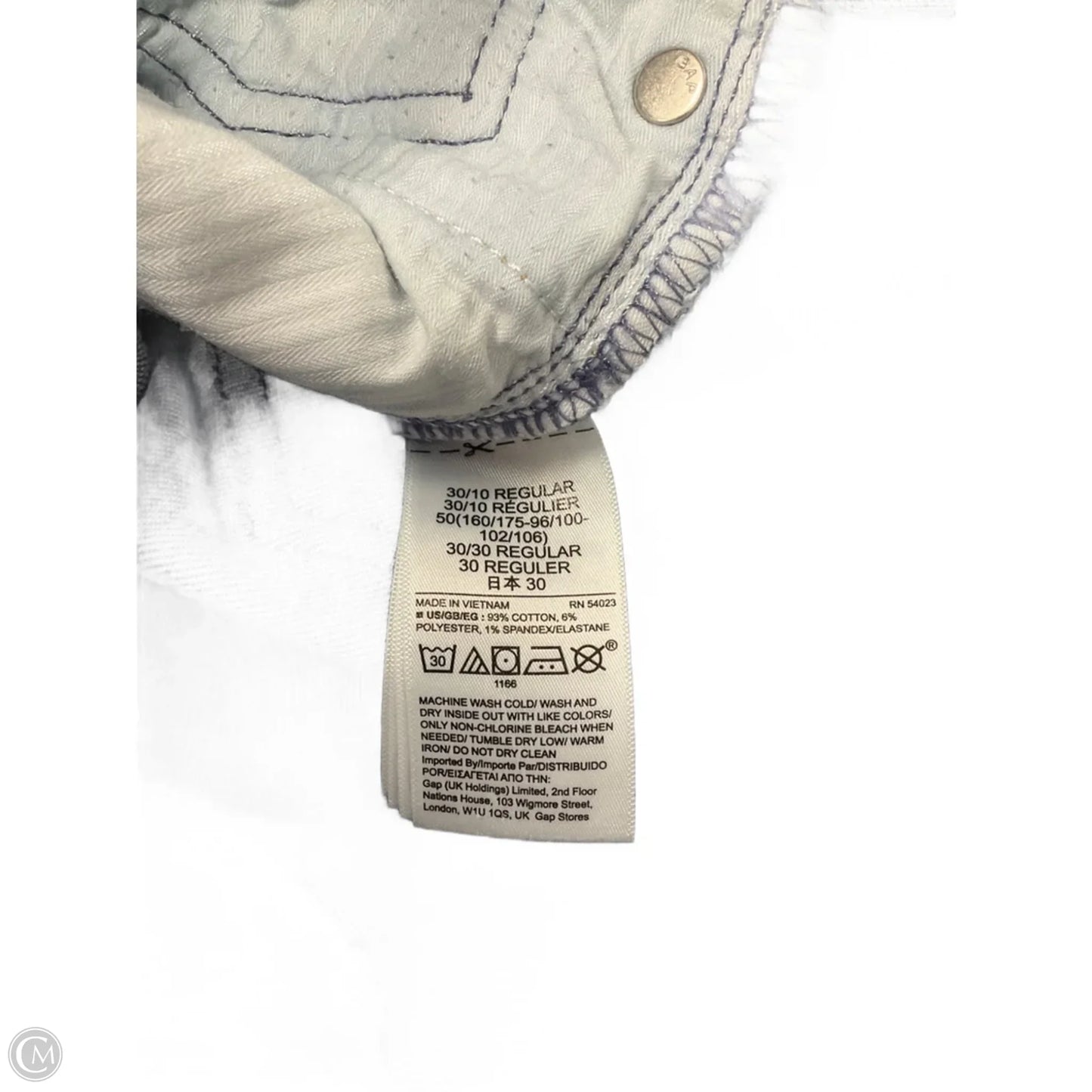 Jeans Straight By Gap In Blue Denim, Size: 10