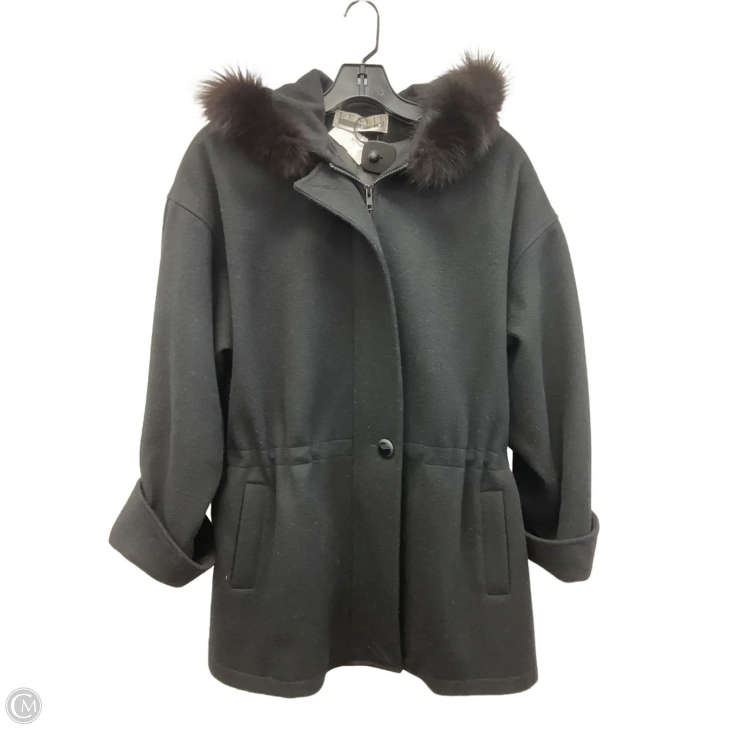 Coat Parka By Leslie Fay In Black, Size: M