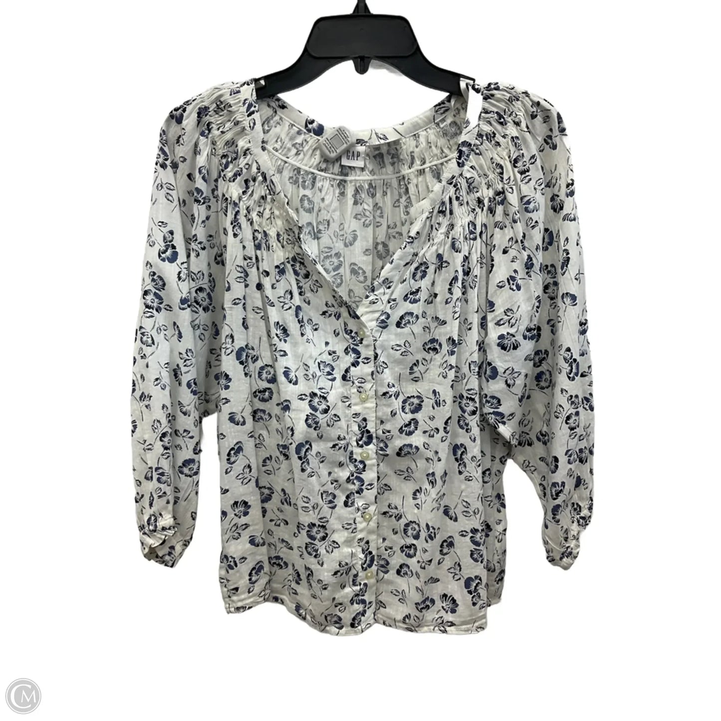 Top 3/4 Sleeve By Gap In Floral Print, Size: S