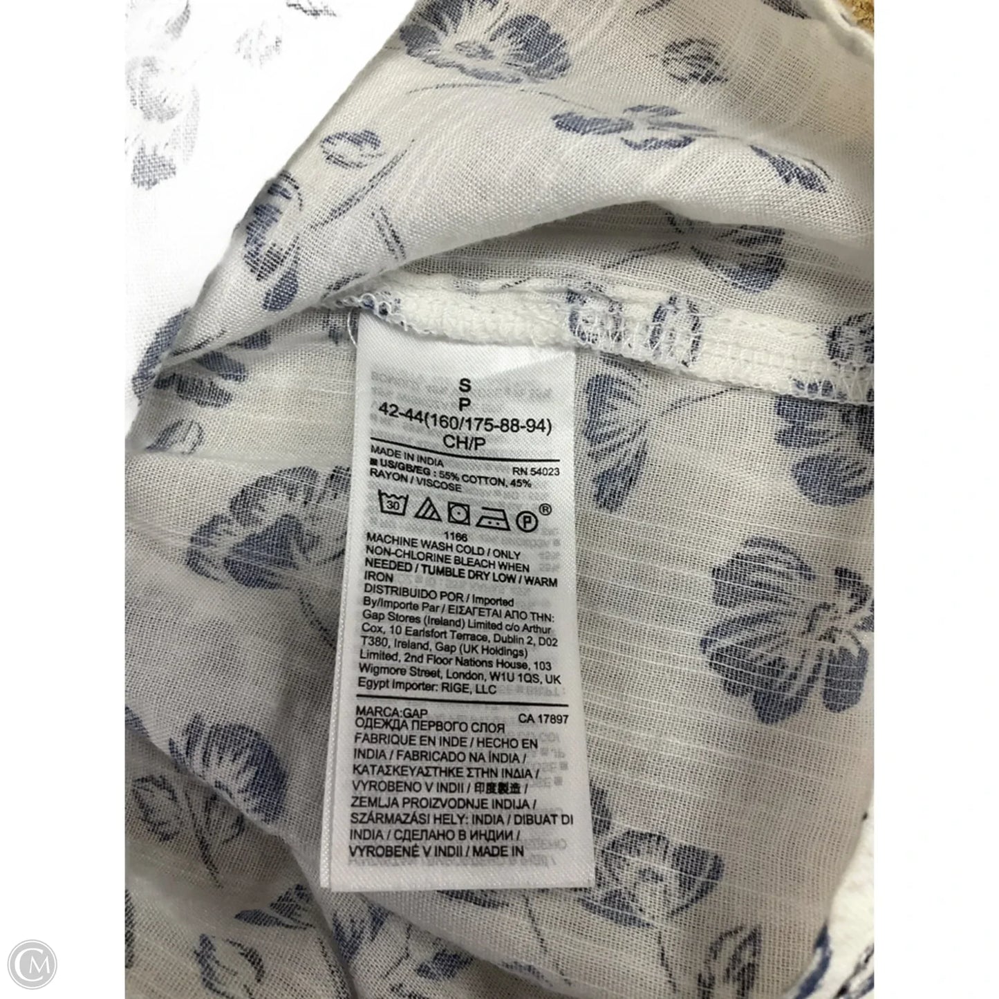 Top 3/4 Sleeve By Gap In Floral Print, Size: S