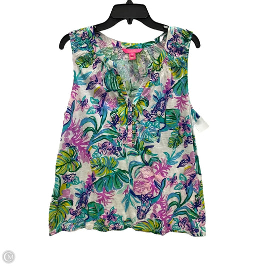 Top Sleeveless Designer By Lilly Pulitzer In Green & Purple, Size: Xl