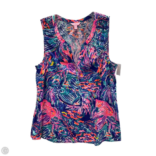 Top Sleeveless Designer By Lilly Pulitzer In Blue & Pink, Size: Xl