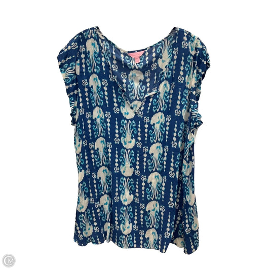 Top Sleeveless Designer By Lilly Pulitzer In Blue & White, Size: Xl