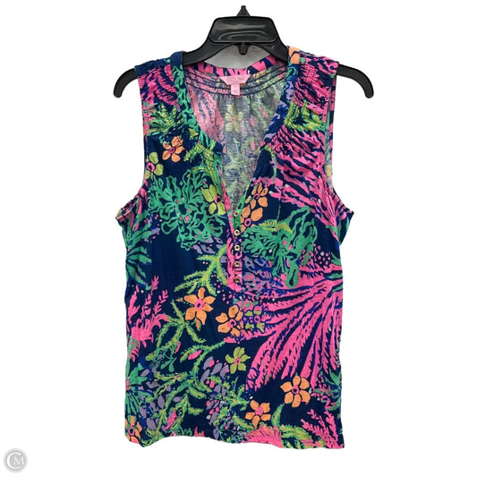 Top Sleeveless Designer By Lilly Pulitzer In Blue & Pink, Size: Xl