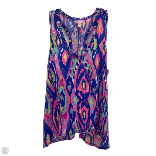Top Sleeveless Designer By Lilly Pulitzer In Blue & Pink, Size: Xl