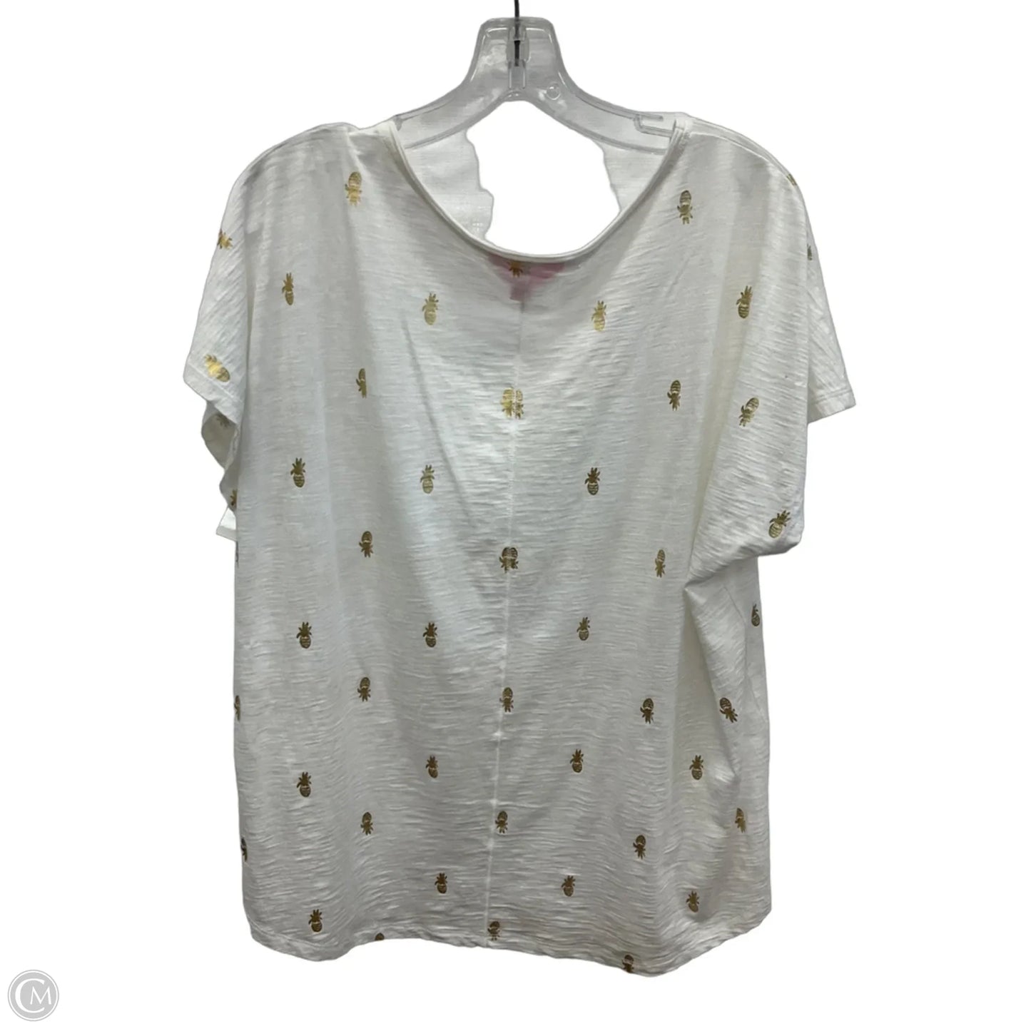 Top Short Sleeve Designer By Lilly Pulitzer In Gold & White, Size: Xl