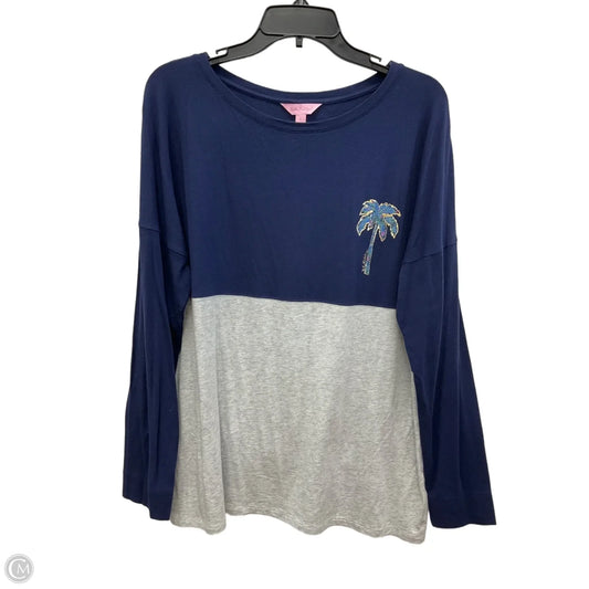 Top Sleeveless Designer By Lilly Pulitzer In Blue & Grey, Size: L