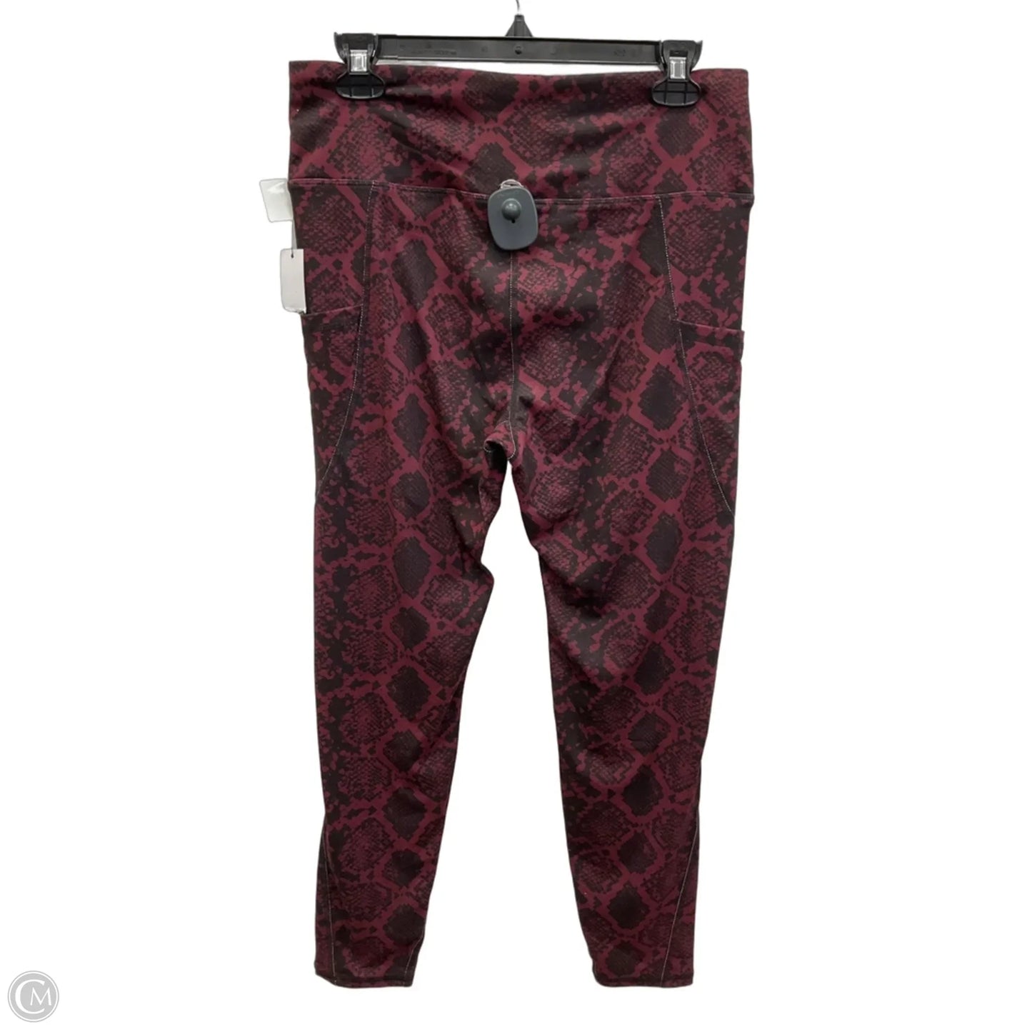 Athletic Leggings By Tahari In Maroon, Size: L