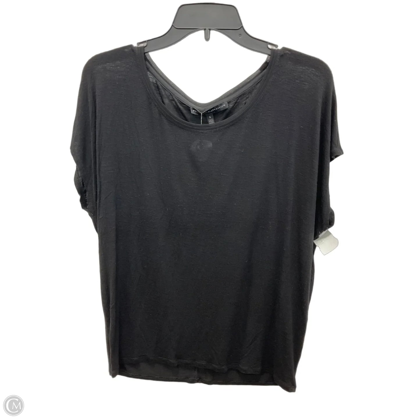 Top Short Sleeve By White House Black Market In Black, Size: S