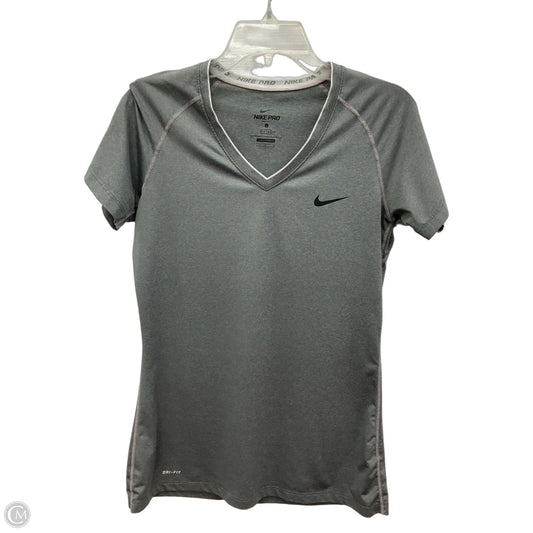 Athletic Top Short Sleeve By Nike In Grey, Size: L