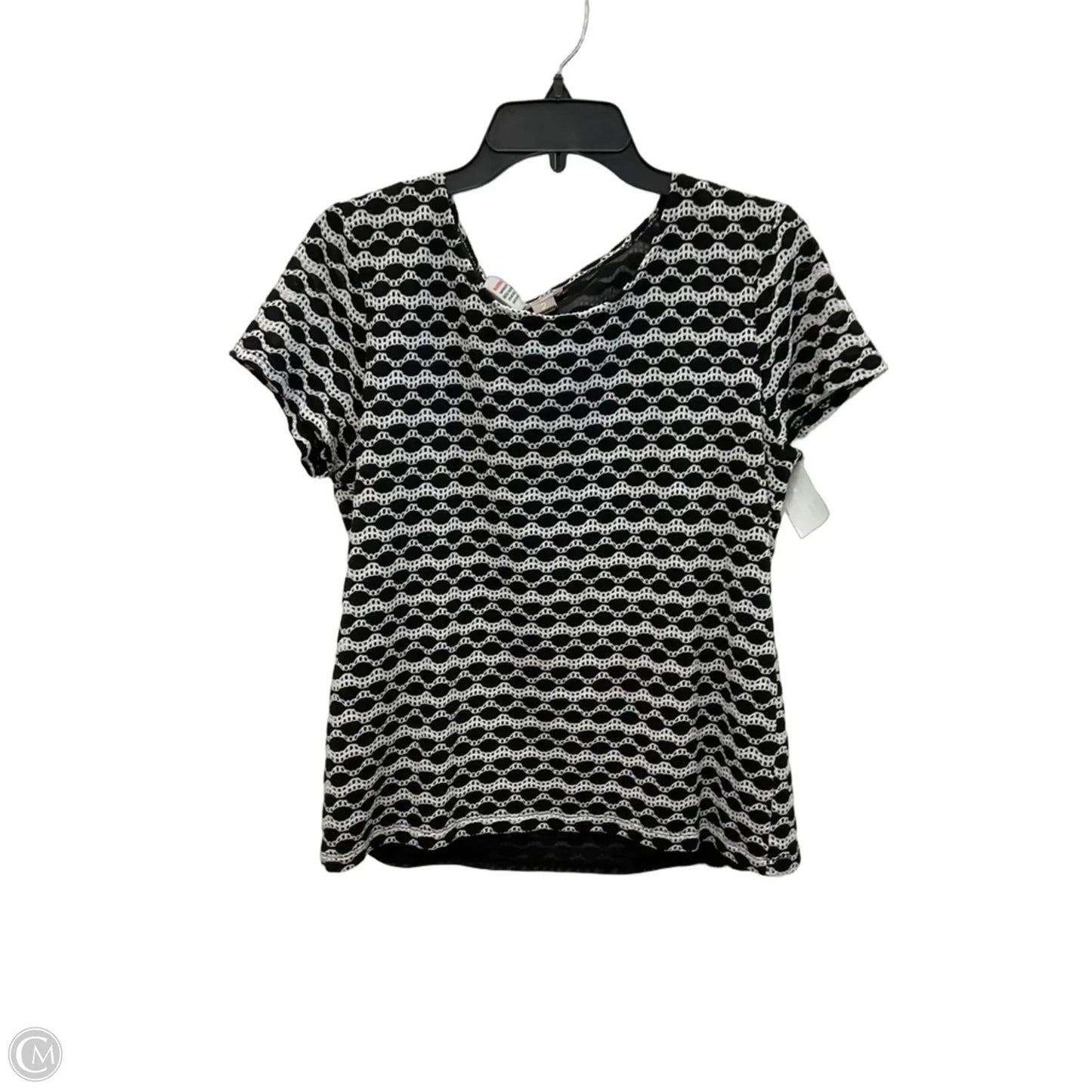 Top Short Sleeve By Chicos In Black & White, Size: L