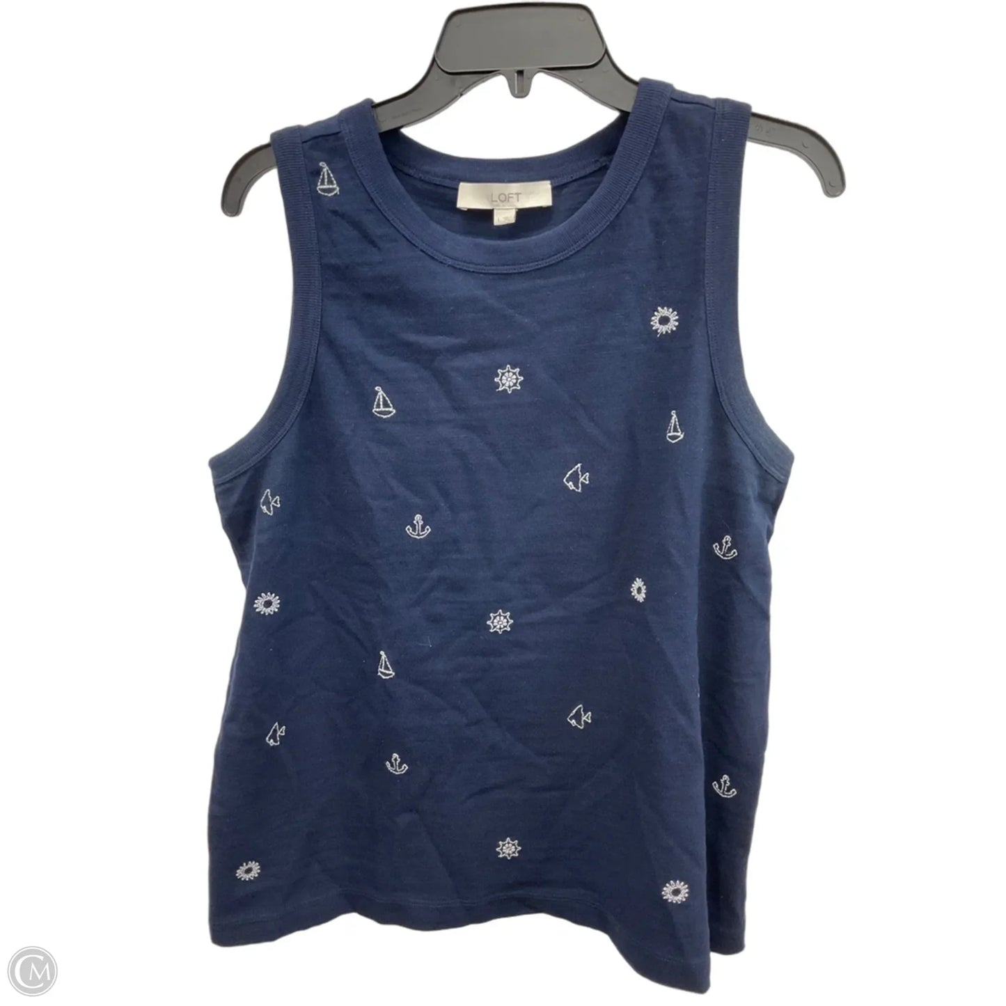Top Sleeveless By Loft In Navy, Size: L