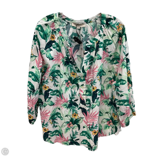 Top 3/4 Sleeve By Loft In Tropical Print, Size: Xxl