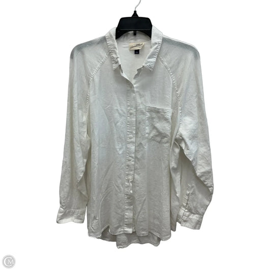 Blouse Long Sleeve By Universal Thread In White, Size: L