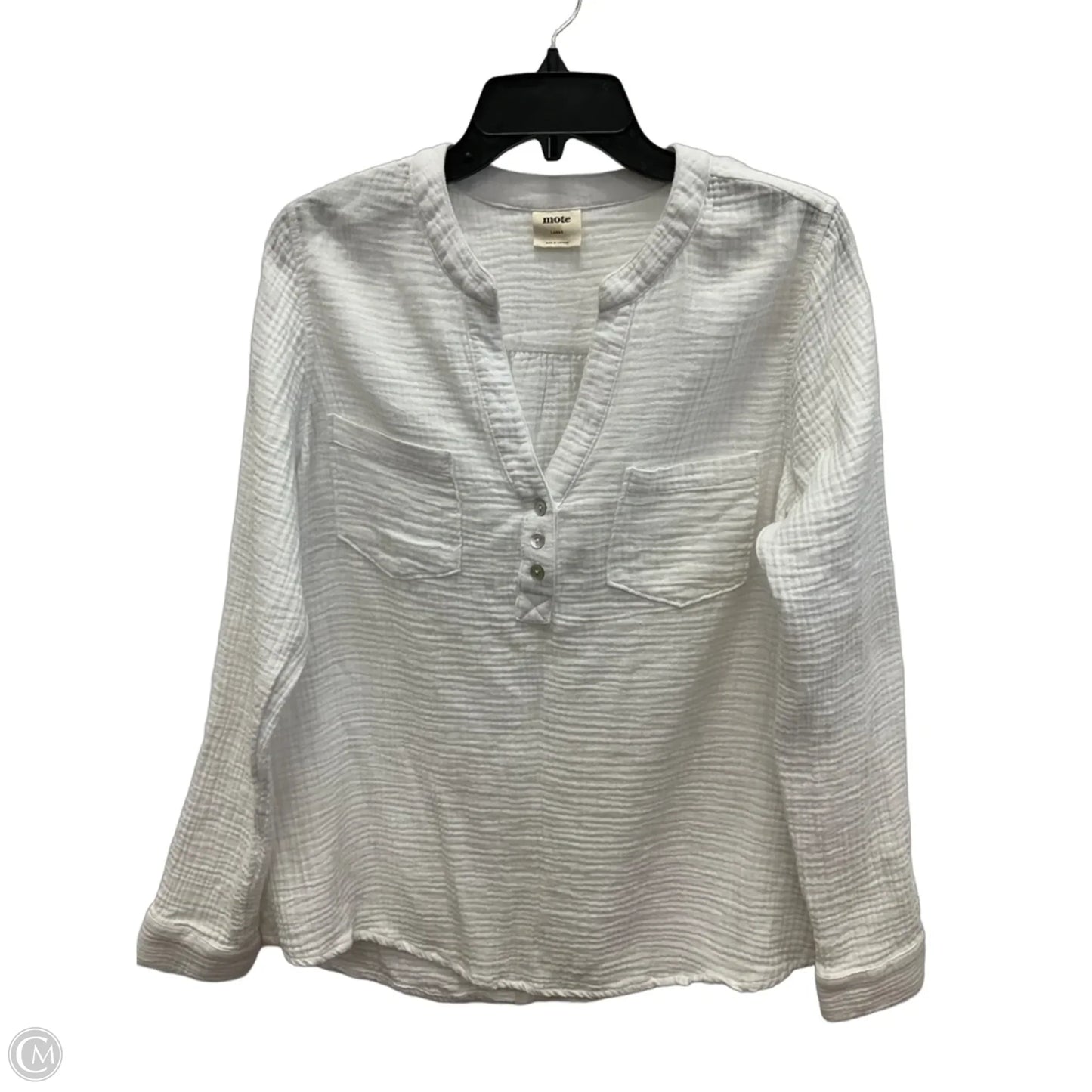 Top Long Sleeve By Cmc In White, Size: L