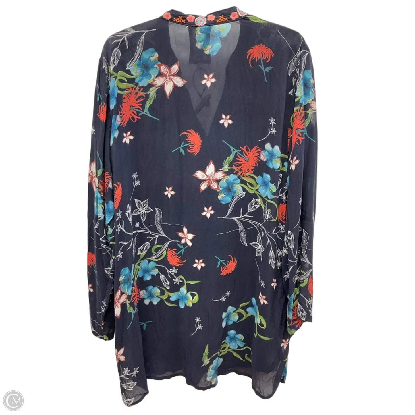 Tunic Long Sleeve By Johnny Was In Navy, Size: Xl