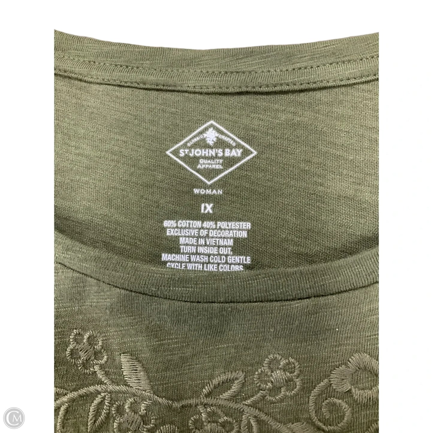 Top Short Sleeve By St Johns Bay In Green, Size: 1x