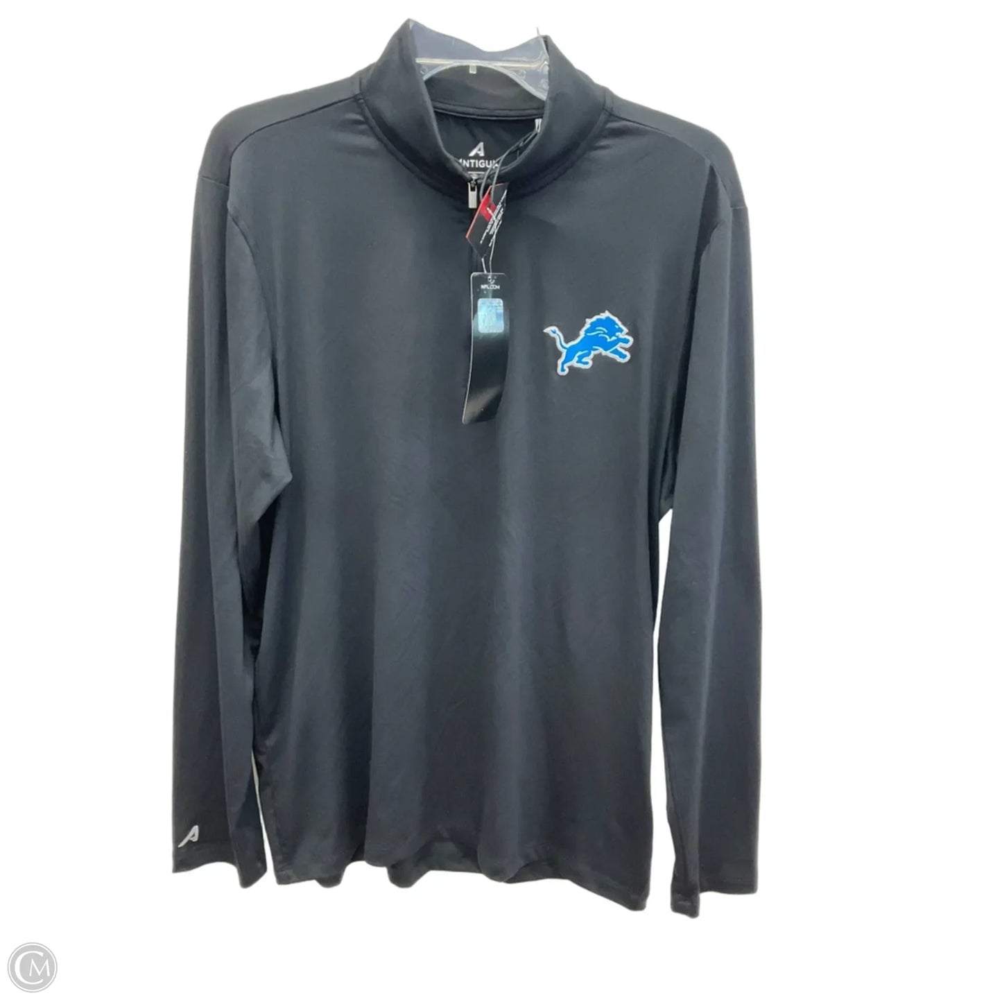 Athletic Top Long Sleeve Collar By Antigua In Black, Size: M