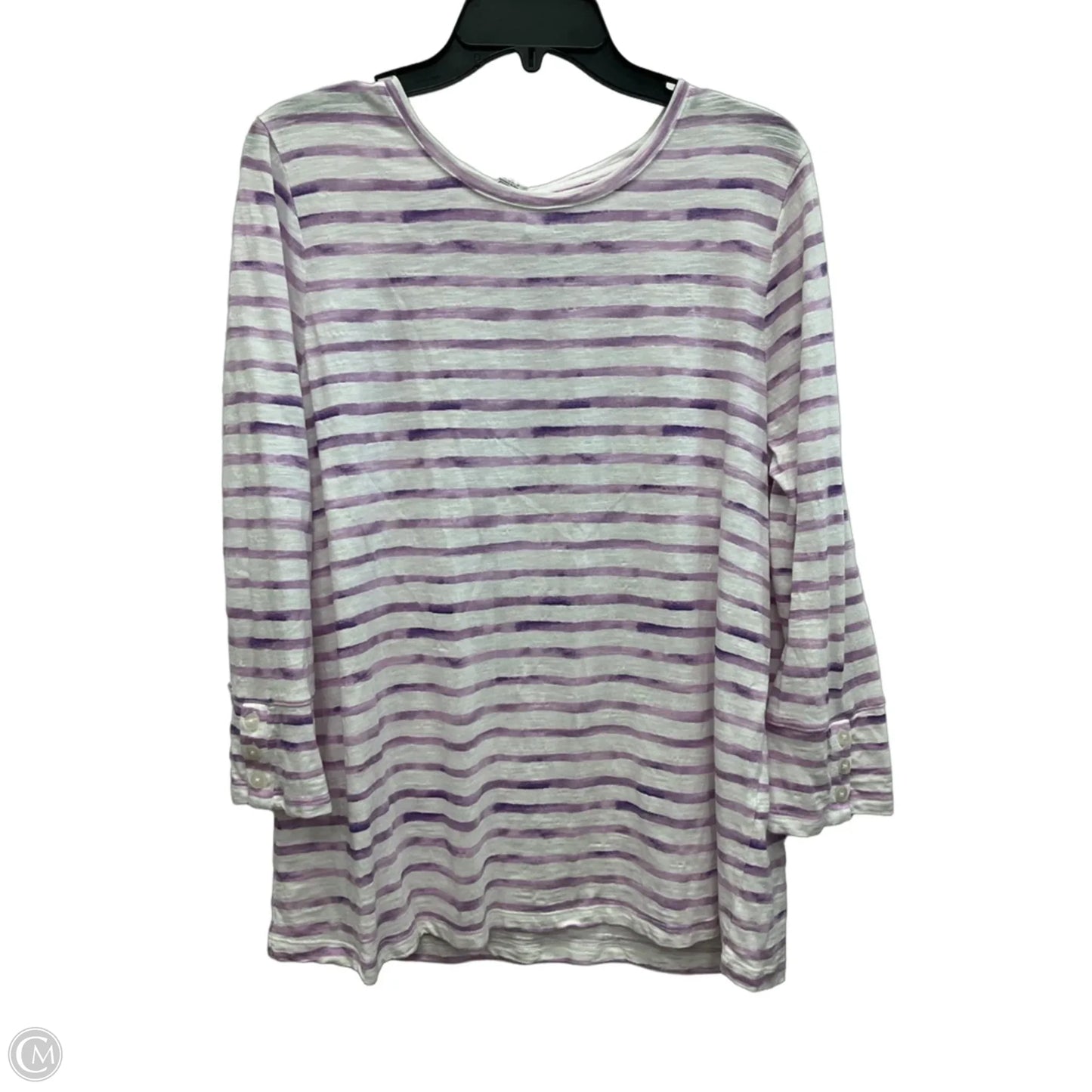 Top 3/4 Sleeve By Chicos In Striped Pattern, Size: Xl