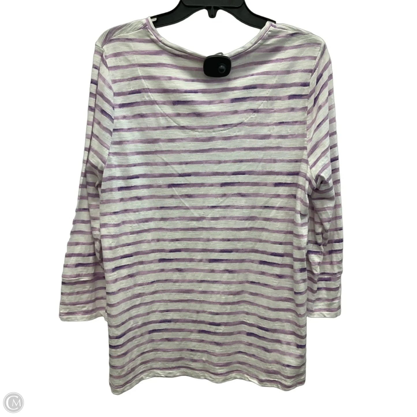 Top 3/4 Sleeve By Chicos In Striped Pattern, Size: Xl