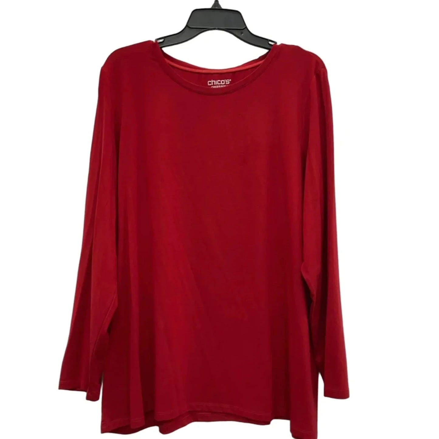 Top Long Sleeve Basic By Chicos In Red, Size: Xxl